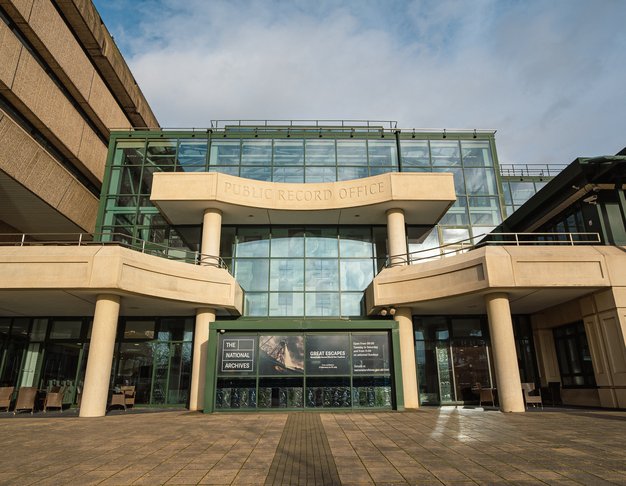 Front entrance of the National Archives.