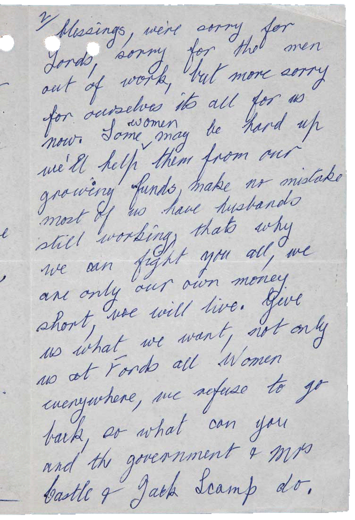 Handwritten note written slightly askew in blue ink.