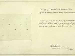 A diagram of a rectangle of glass, evenly perforated with small holes.